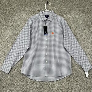 NEW Clemson Tigers Shirt Men's Large Purple White Check Button Up Antigua NCAA